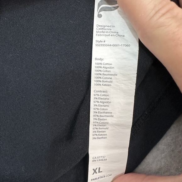 Fabletics Cotton Twist Knot Tee WMNS XL Black Rolled Cuff Short Sleeve Athletic - Picture 10 of 11